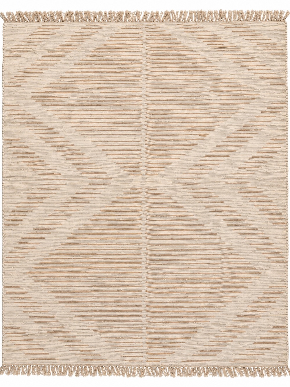 Urban Outfitters Beige Fringe Geometric Bath Mat